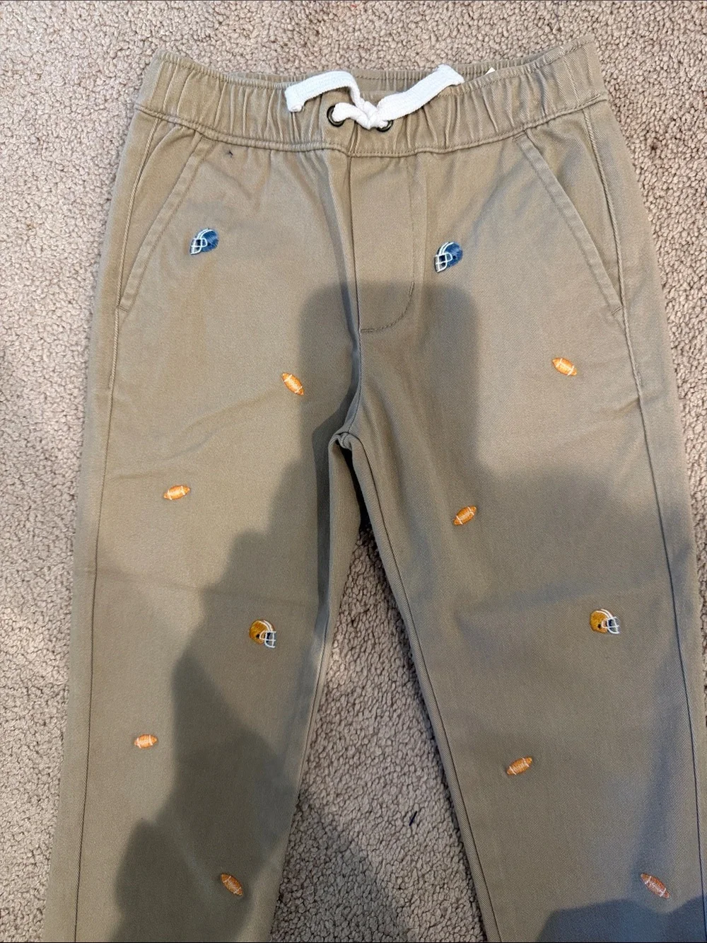 Janie and Jack Blue Football Top with Olive Embroidered Joggers
